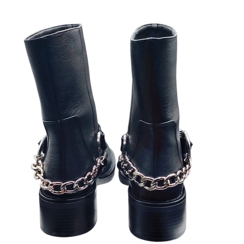 NWOT Billini Oskar Chain Moto Boots Black Size 7 🖤 Edgy Chic Winter Staple - Picture 4 of 10
